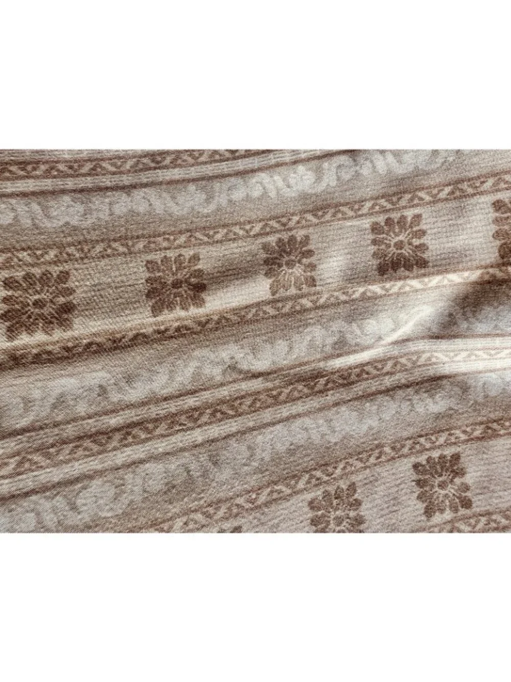 Pair KING Sz Pillowcases 100% Cotton JC Penney Home Tan White Geometric Floral